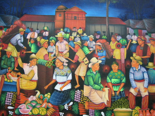 Atitlan golu kenarinda ressamlar da eserlerini sergiliyor / satiyor...